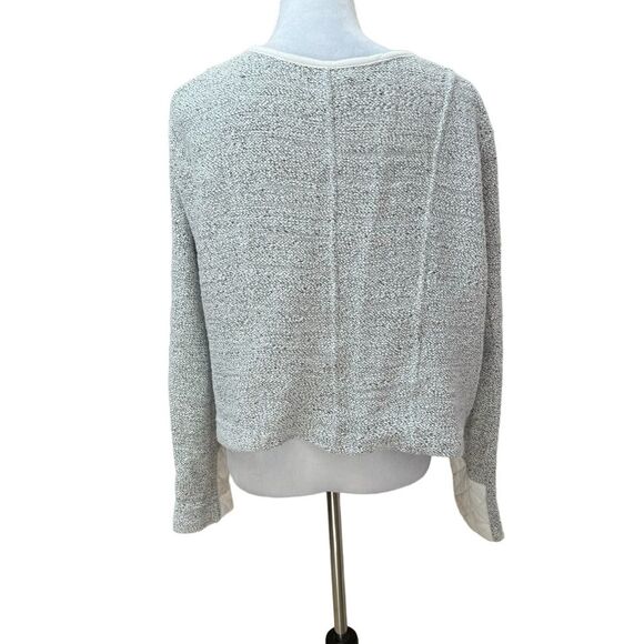 Moto Jacket Style Sweater Knit Pullover White Quilted Detail Casual - Picture 5 of 10